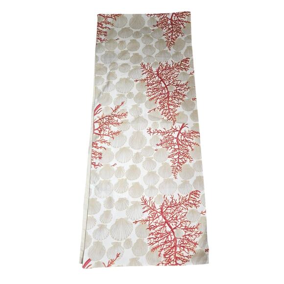 Pottery Barn Cotton Linen Coral Shell Table Runner 18x90 Coastal Beach Classic - Picture 1 of 3